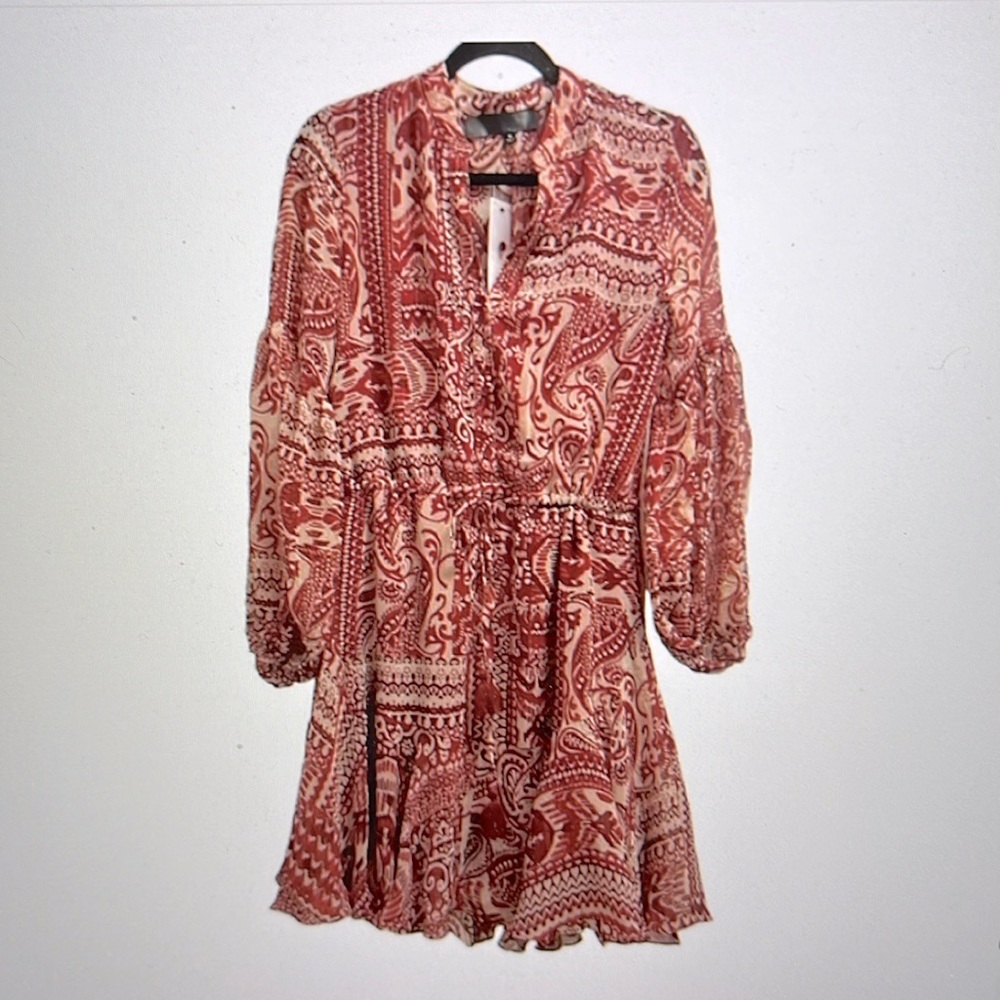 Aakaa Rust Paisley Midi Dress